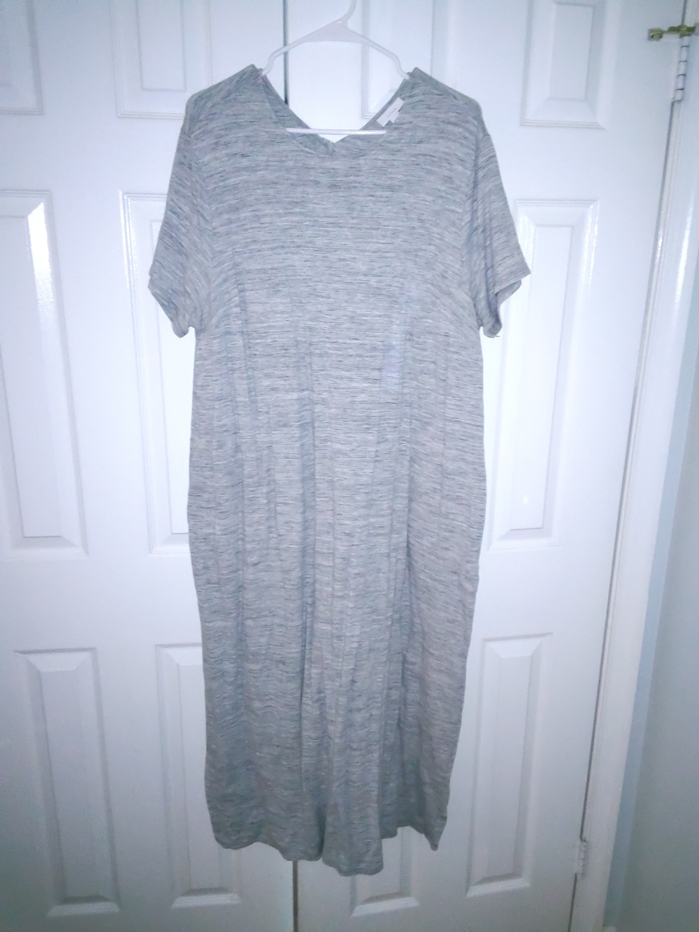 Talbots Heathered Light Gray Short-Sleeve Maxi Dress
